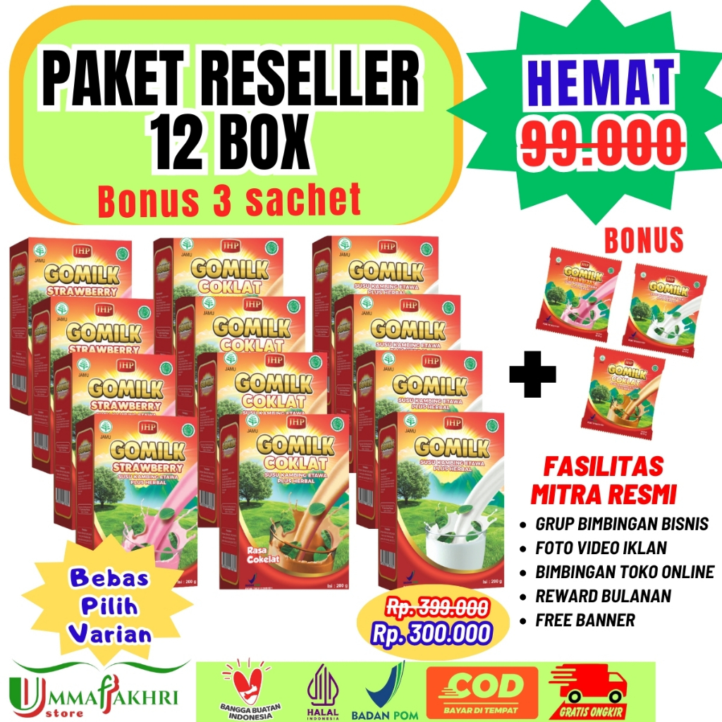 Jual Paket Reseller Gomilk Susu Kambing Etawa Plus Herbal Shopee