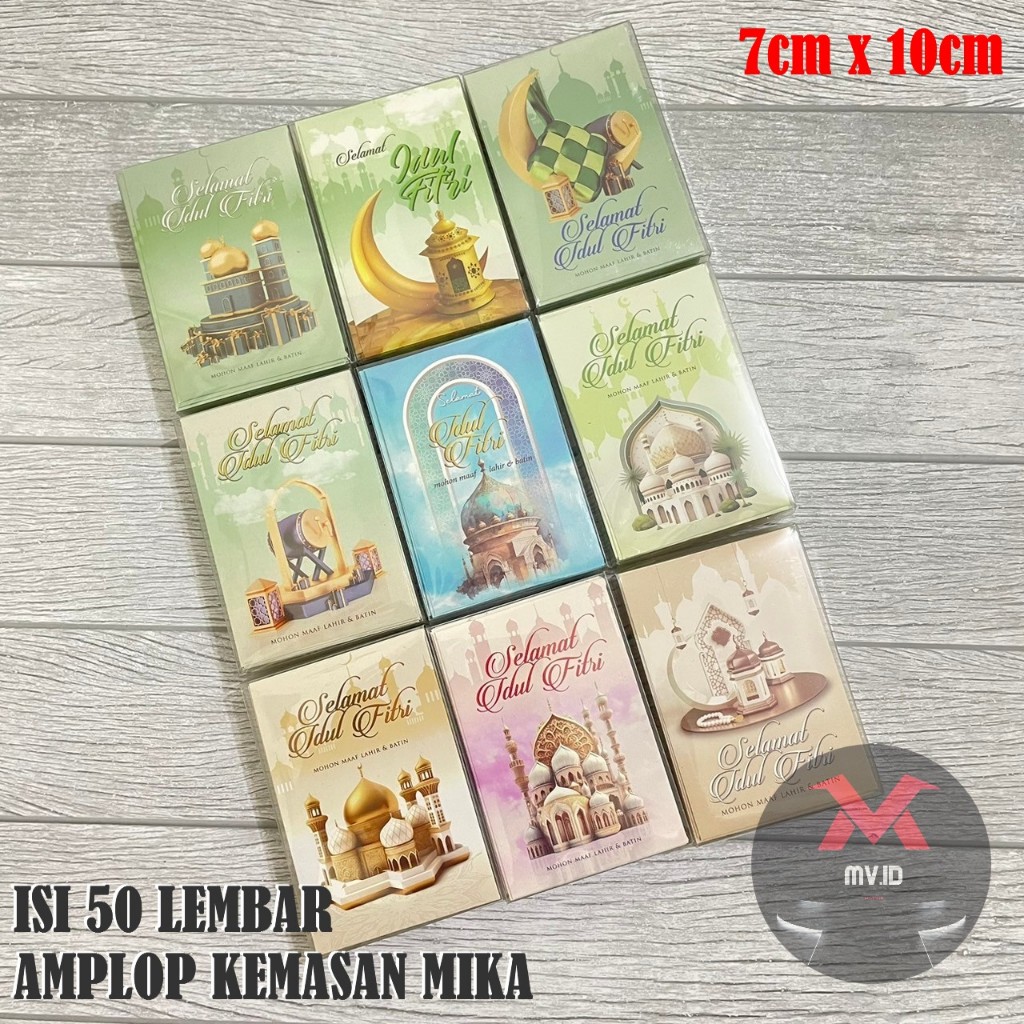 Jual AMPLOP LEBARAN KEMASAN MIKA ISI 50 LEMBAR AMPLOP IDUL FITRI THR