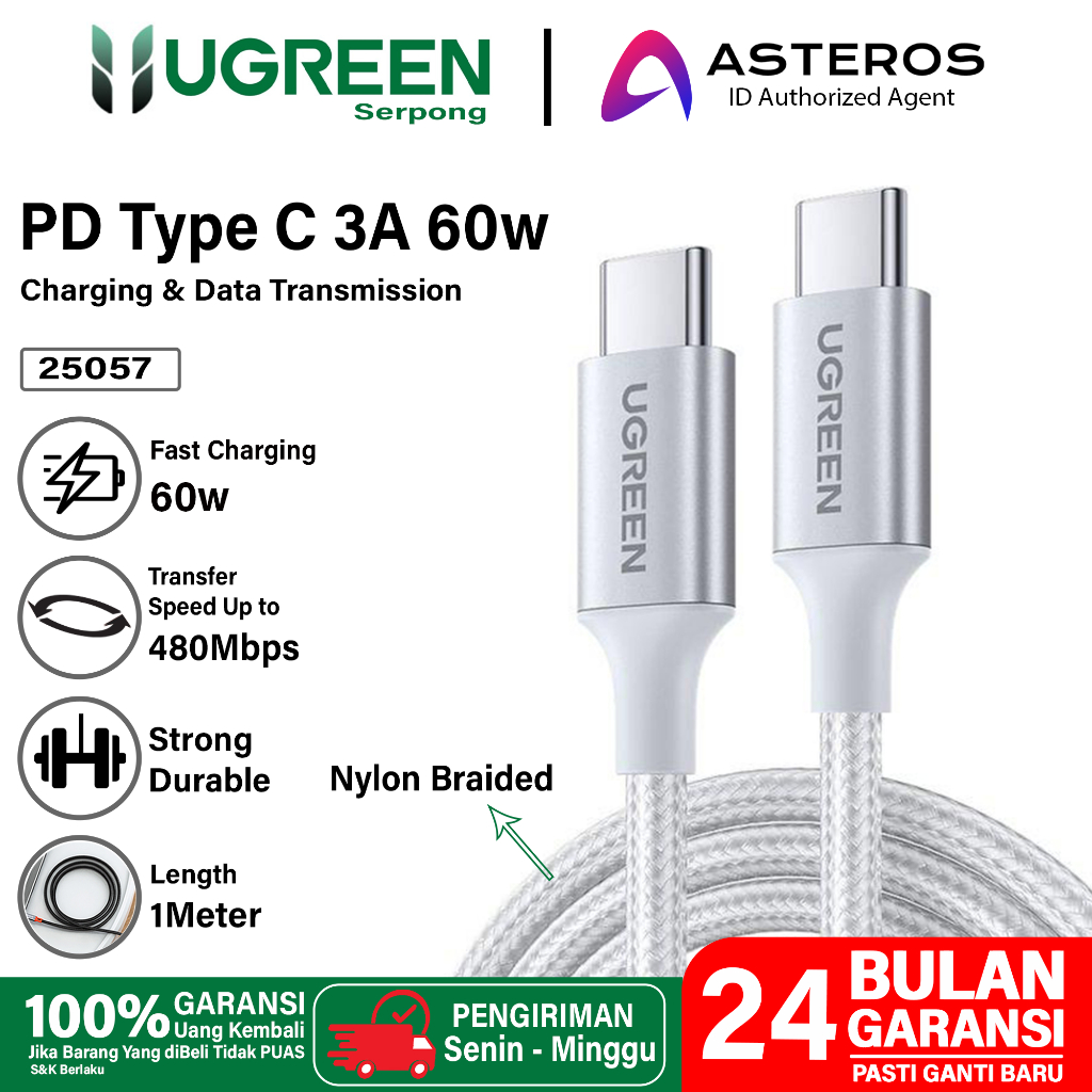 Jual UGREEN Kabel Data USB Type C To Type C PD FAST Charging Max 100W