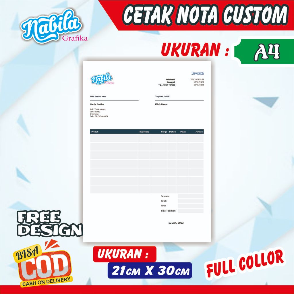 Jual Cetak Nota Ukuran A F Play Custom Nama Toko Olshop Sendiri