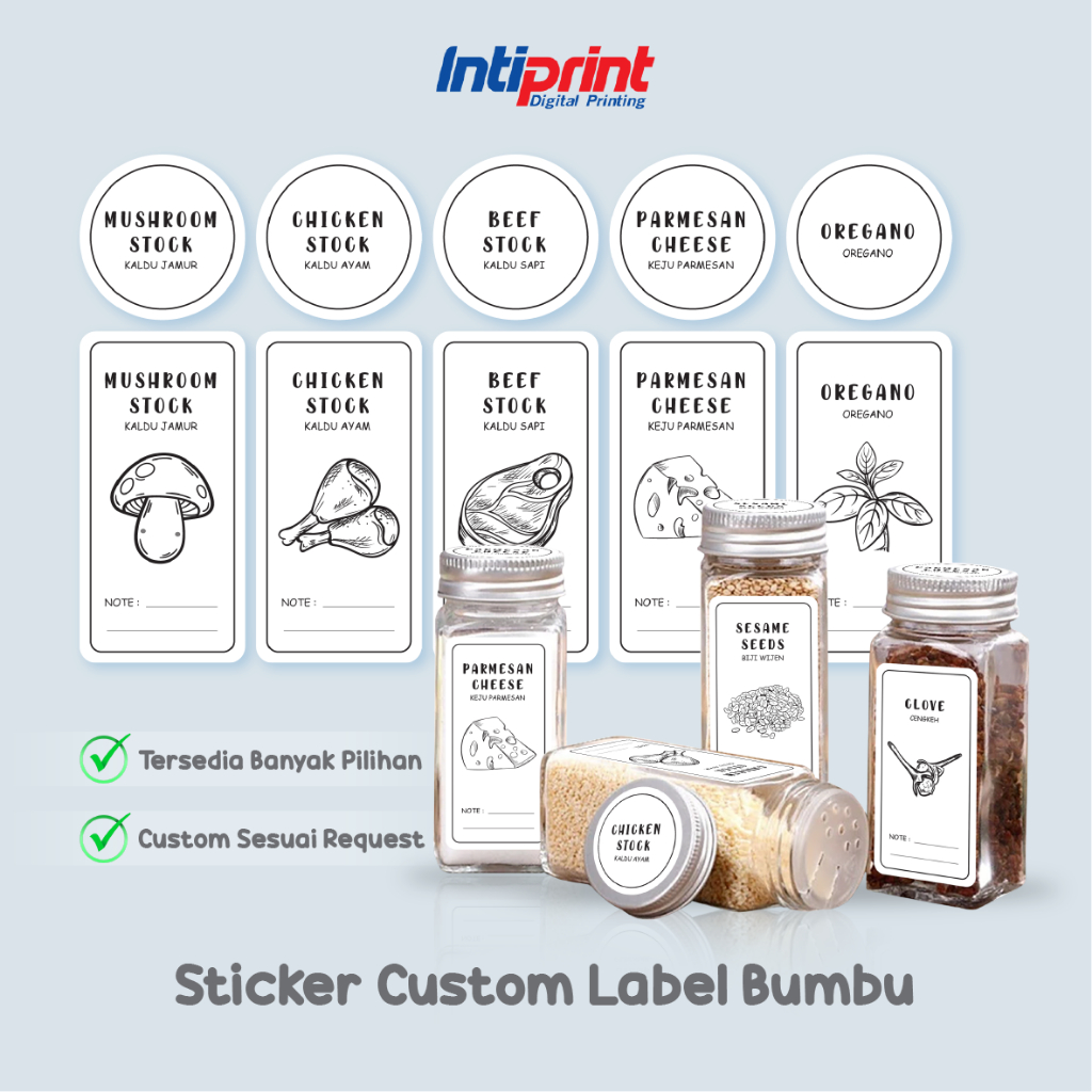 Jual Sticker Label Bumbu Bulat Persegi Sticker Toples Bumbu Dapur