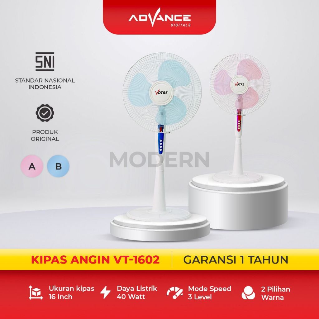 Jual Advance Kipas Angin Berdiri Stand Fan VT1602 Votre 16 Inch