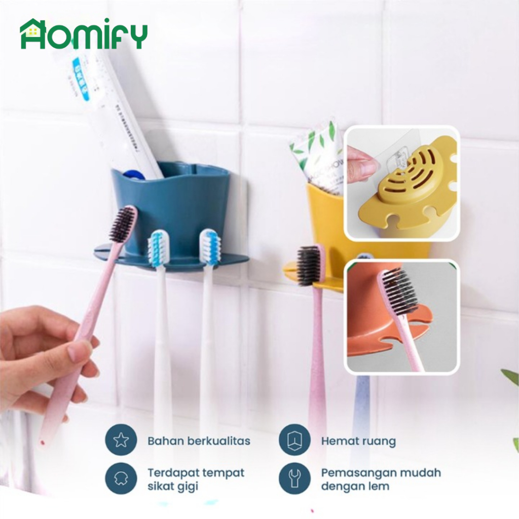 Jual HOMIFY Rak Holder Sikat Gigi Rak Kamar Mandi Sudut Tempel 4in1