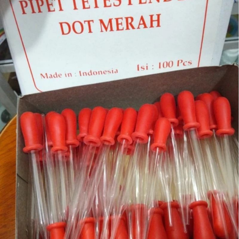 Jual Pipet Tetes Kaca Pendek Dot Merah Packing Aman Anti Pecah Untuk