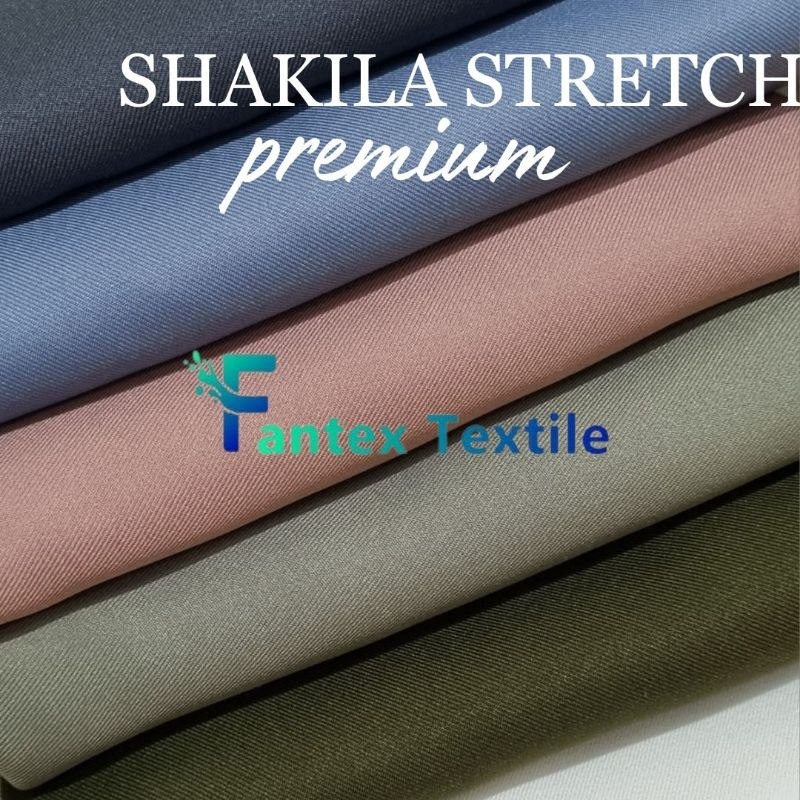 Jual Kain Bahan Shakila Premium Sakila Samira Twill Stretch Lebar