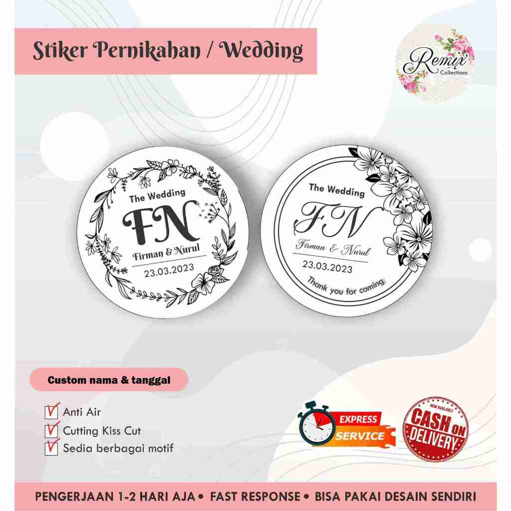 Jual Stiker Transparan Wedding Bulat Label Souvenir Pernikahan