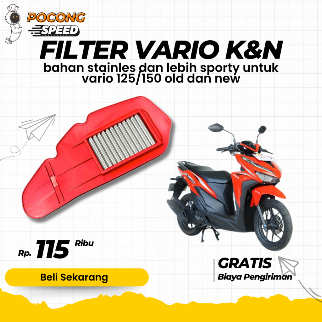 Jual FILTER SARINGAN UDARA VARIO 125 TECHNO CBS KZR FILTER SARINGAN