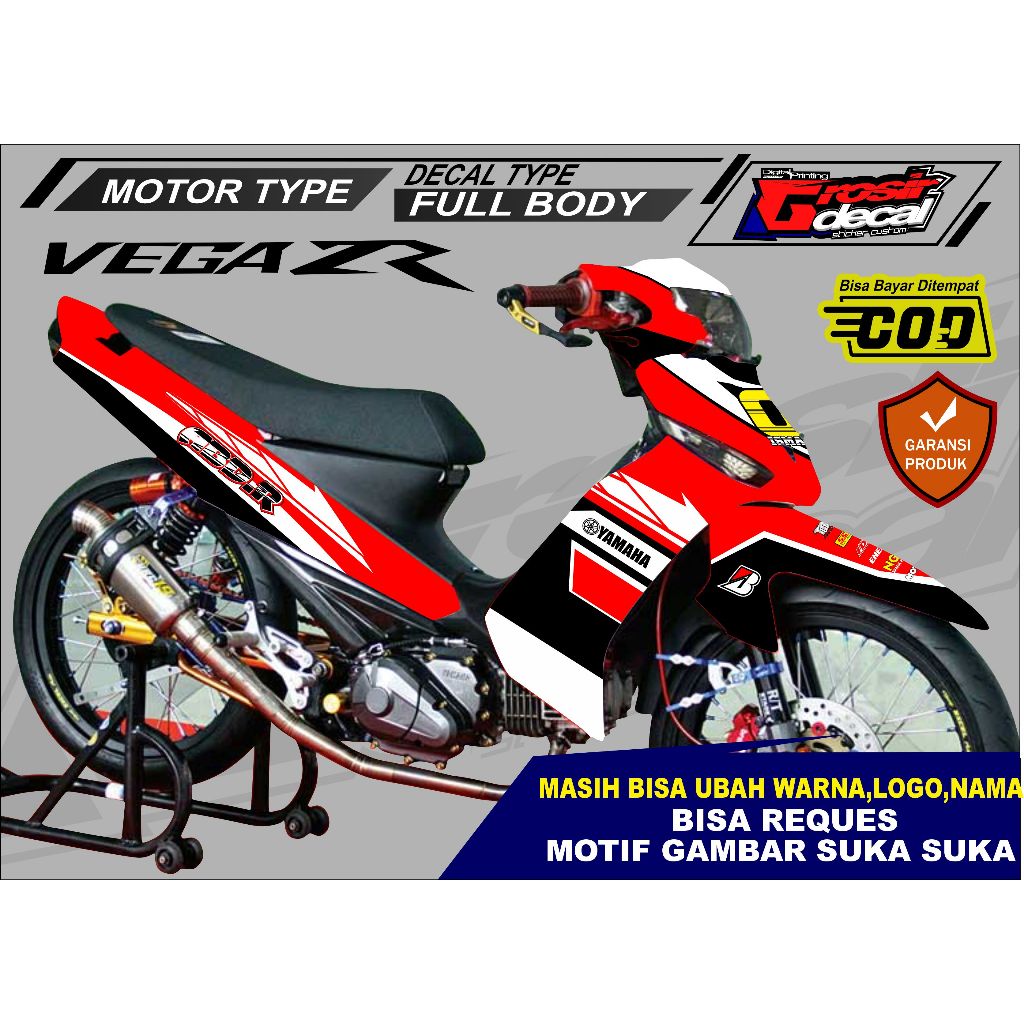 Jual Decal Stiker Vega ZR Full Body Fullset Free Custom Sticker Vega ZR