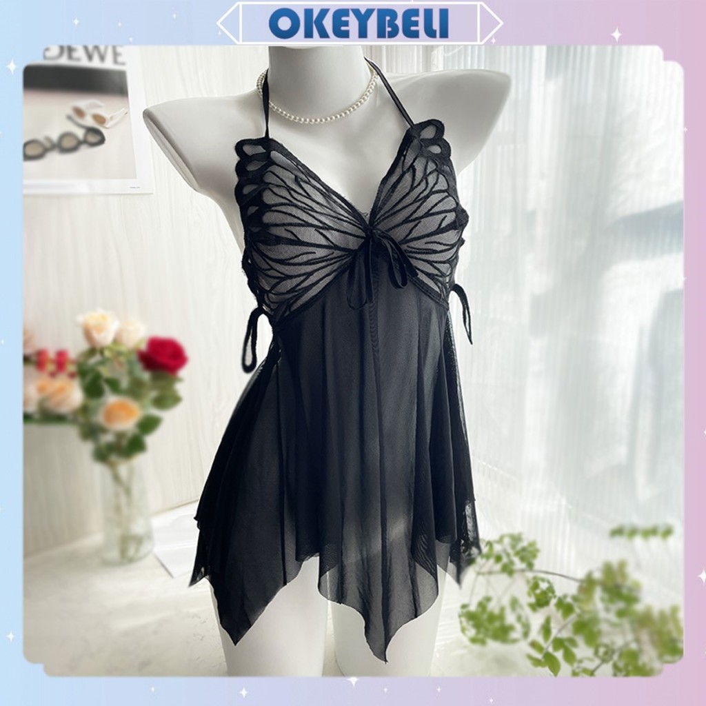 Jual OKEY BELIBT1519 Pakaian Wanita Lingerie Transparan Kupu Kupu