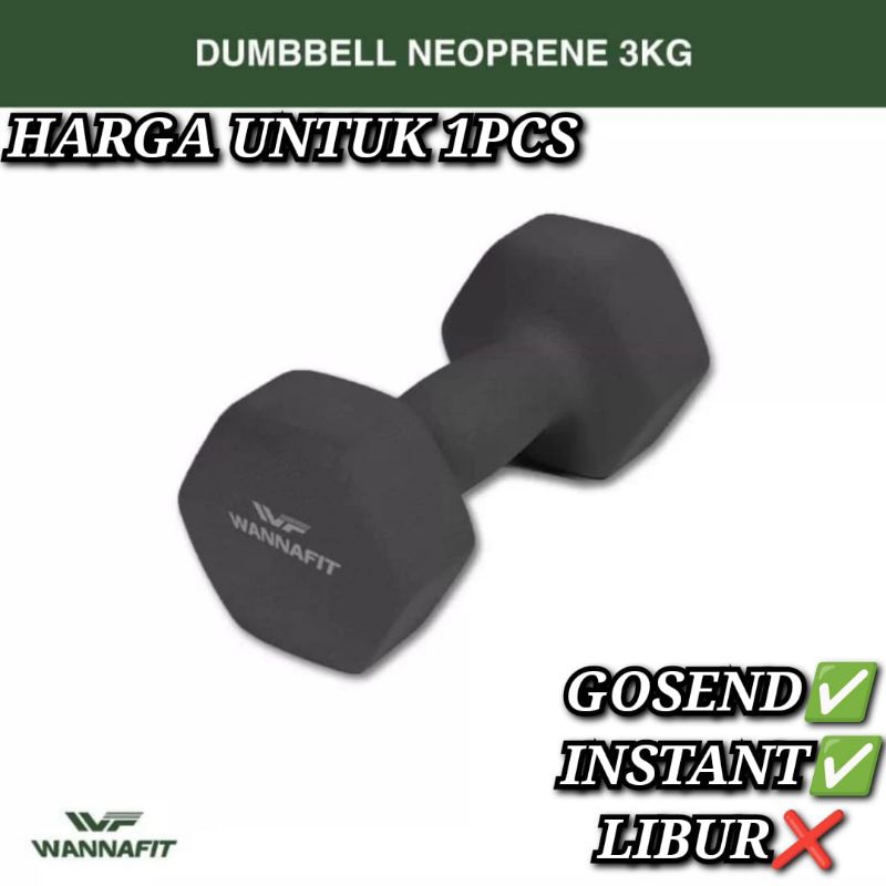 Jual Dumble 3kg Wannafit Dumbbell Neoprene Barbel Vinyl Anti Slip 3 Kg