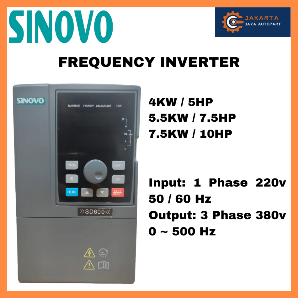 Jual Inverter VFD 4KW 5 5KW 7 5KW Input 1phase 220V Output 3phase 380V