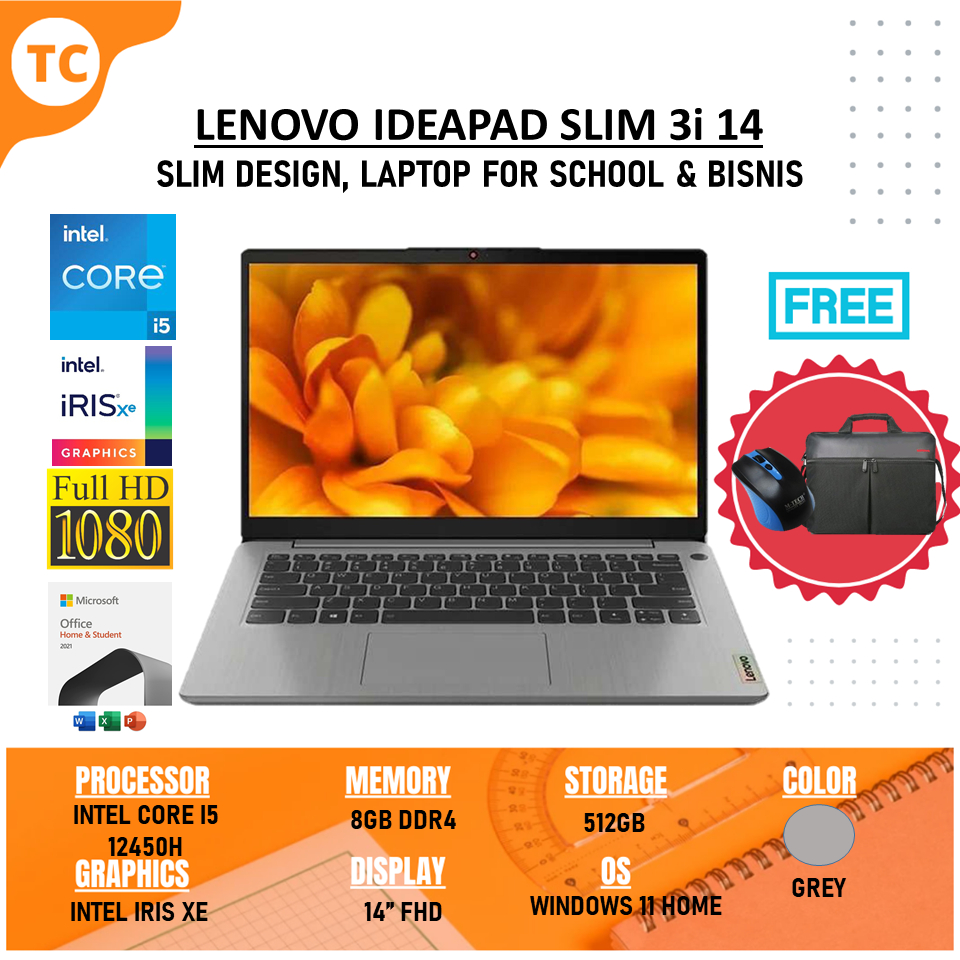 Jual Laptop Murah Lenovo Ideapad Slim 3 14 Intel I5 12450H RAM 8GB