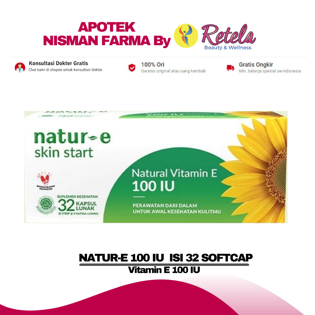 Jual NATUR E 1 BOX ISI 32 SOFTGEL VITAMIN E 100 IU Shopee Indonesia