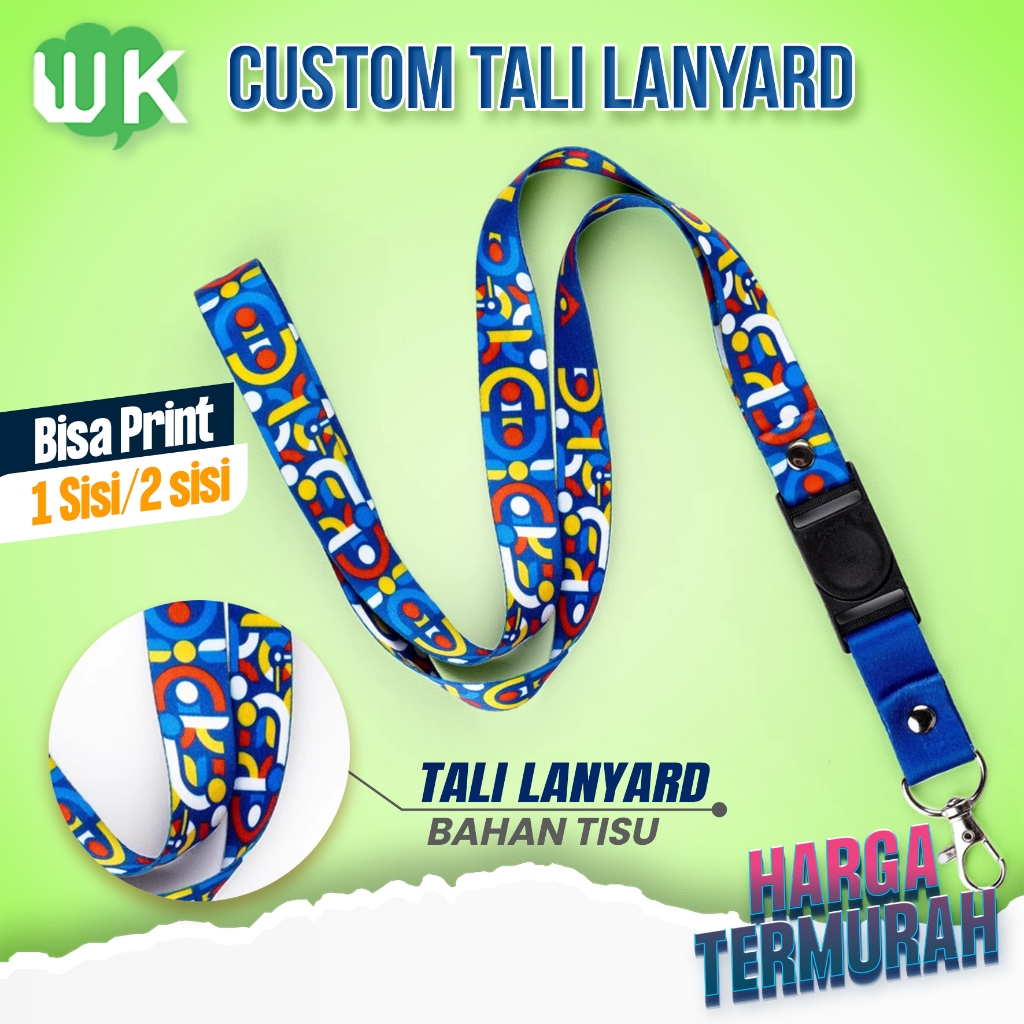 Jual LANYARD CUSTOM DIGITAL PRINT 2 Sisi Tali Gantungan ID CARD