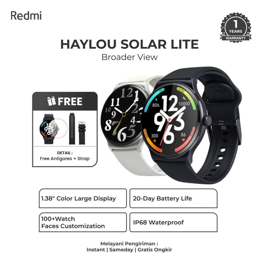 Jual Haylou Solar LS05 Lite Smartwatch IP68 Sp02 Original 1 38 Inch