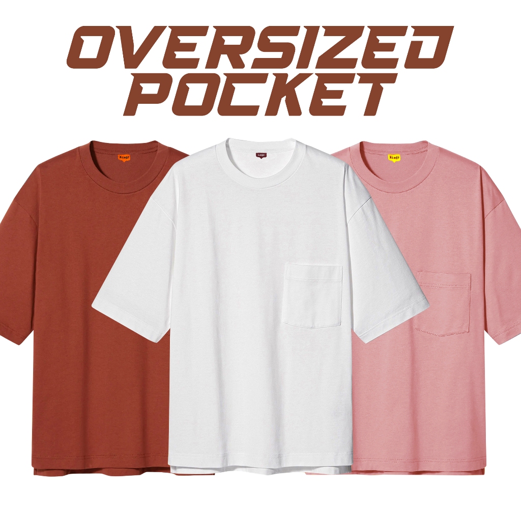 Jual Baju Kaos Polos Oversize Pria Wanita Pocket Saku Bahan Combed 24s