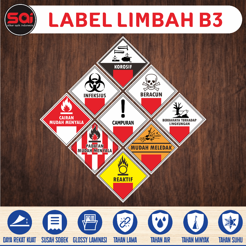 Jual Stiker Vinyl Anti Air Label Limbah B Bahan Berbahaya Dan