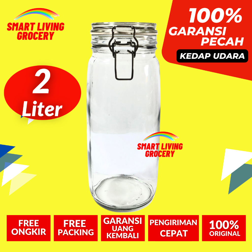 Jual TOPLES KACA KEDAP UDARA 2 LITER TOPLES BOTOL JAR TEMPAT WADAH