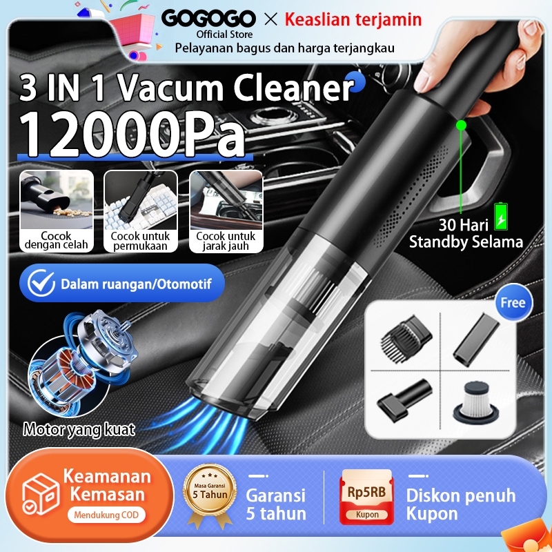 Jual GOGOGO 3 In 1 Vacum Cleaner Mobil Portable Mini Penyedot Debu