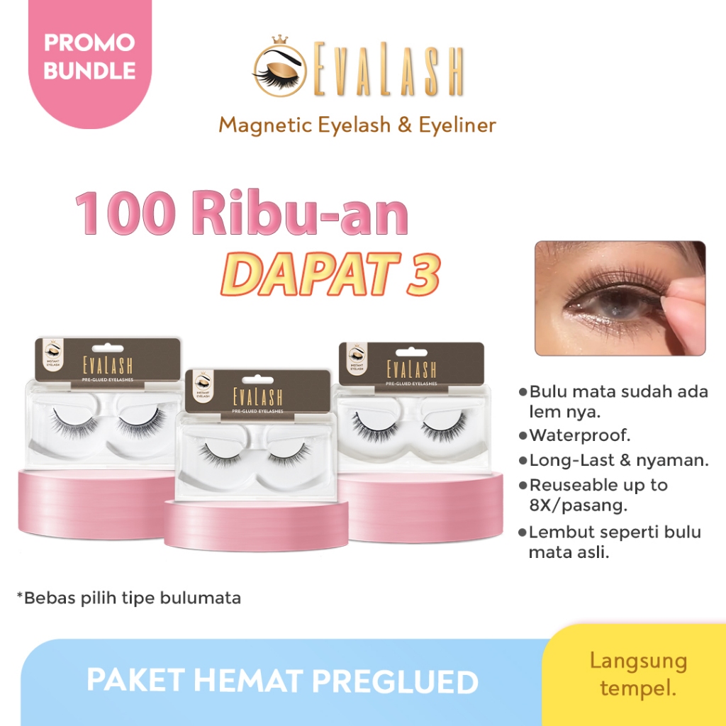 Jual Bulu Mata TANPA LEM EVALASH BULU MATA PRE GLUED EYELASH BULU