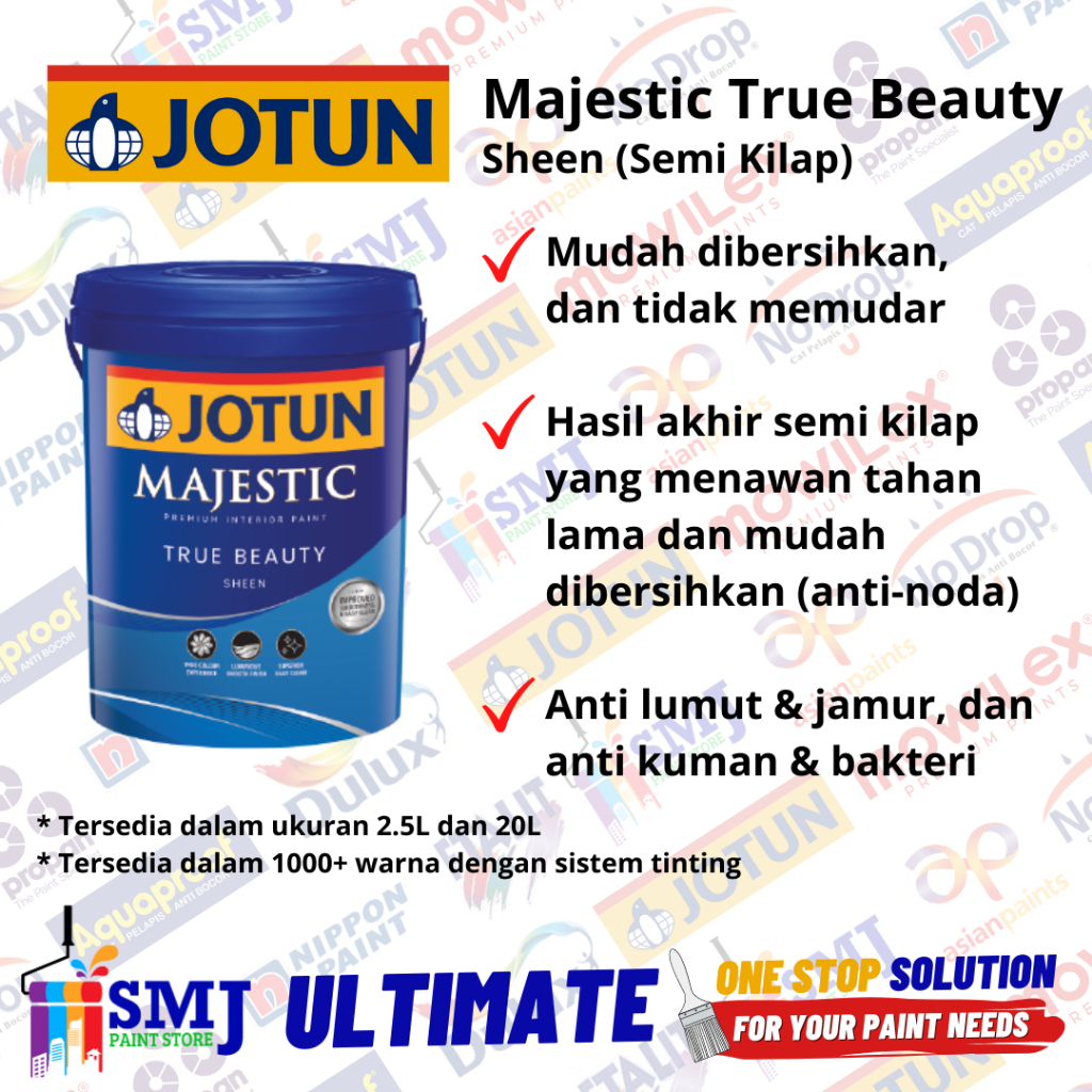 Jual CAT TEMBOK INTERIOR MAJESTIC TRUE BEAUTY SHEEN JOTUN CHI 7236