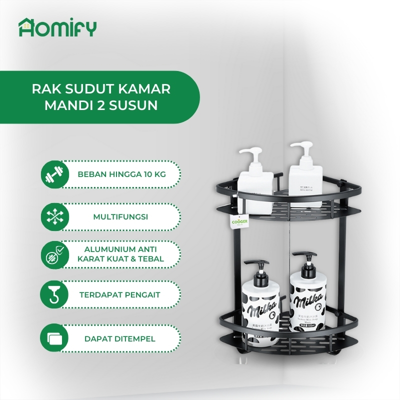 Jual Homify Rak Sudut Tempel Dinding Kamar Mandi Segitiga Serbaguna