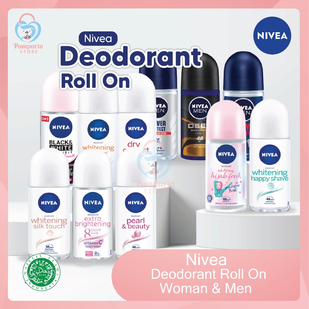 Jual Nivea Deodorant Roll On Woman Men 25ml 50ml Extra White Pearl