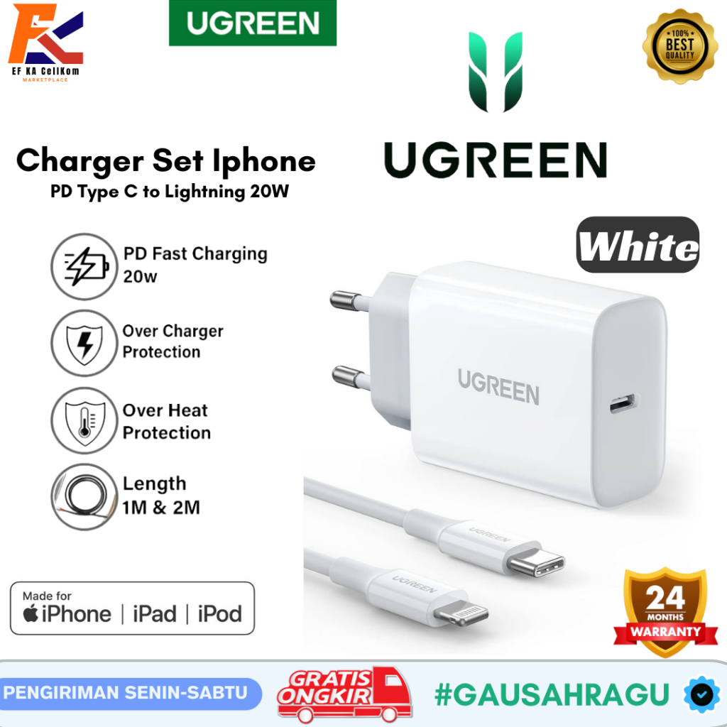 Jual Ugreen Charger Set Lightning Pd W Fast Charger Iphone Charger