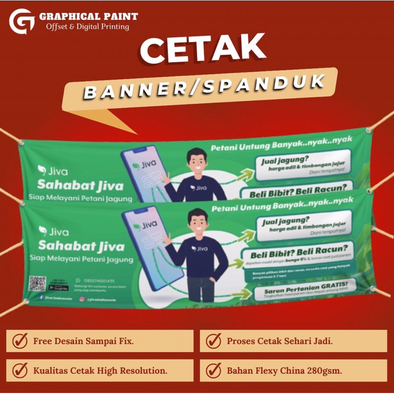 Jual Cetak Banner Spanduk Custom Murah Bahan Flexy China 280gsm 1 Hari