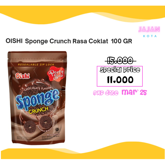 Jual Oishi Sponge Crunch Coklat 100 Gram Shopee Indonesia