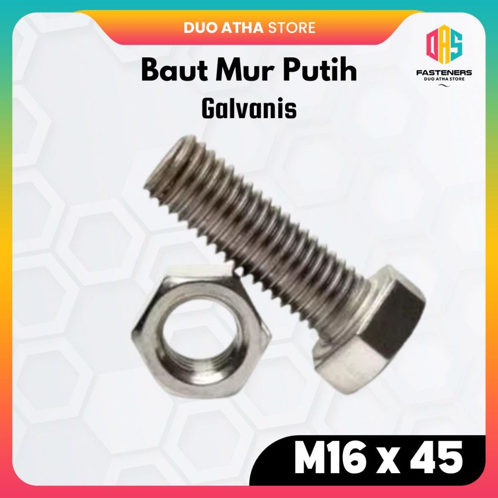 Jual BMP M16X45 Baut Mur Putih M16 X 45 Galvanis Shopee Indonesia