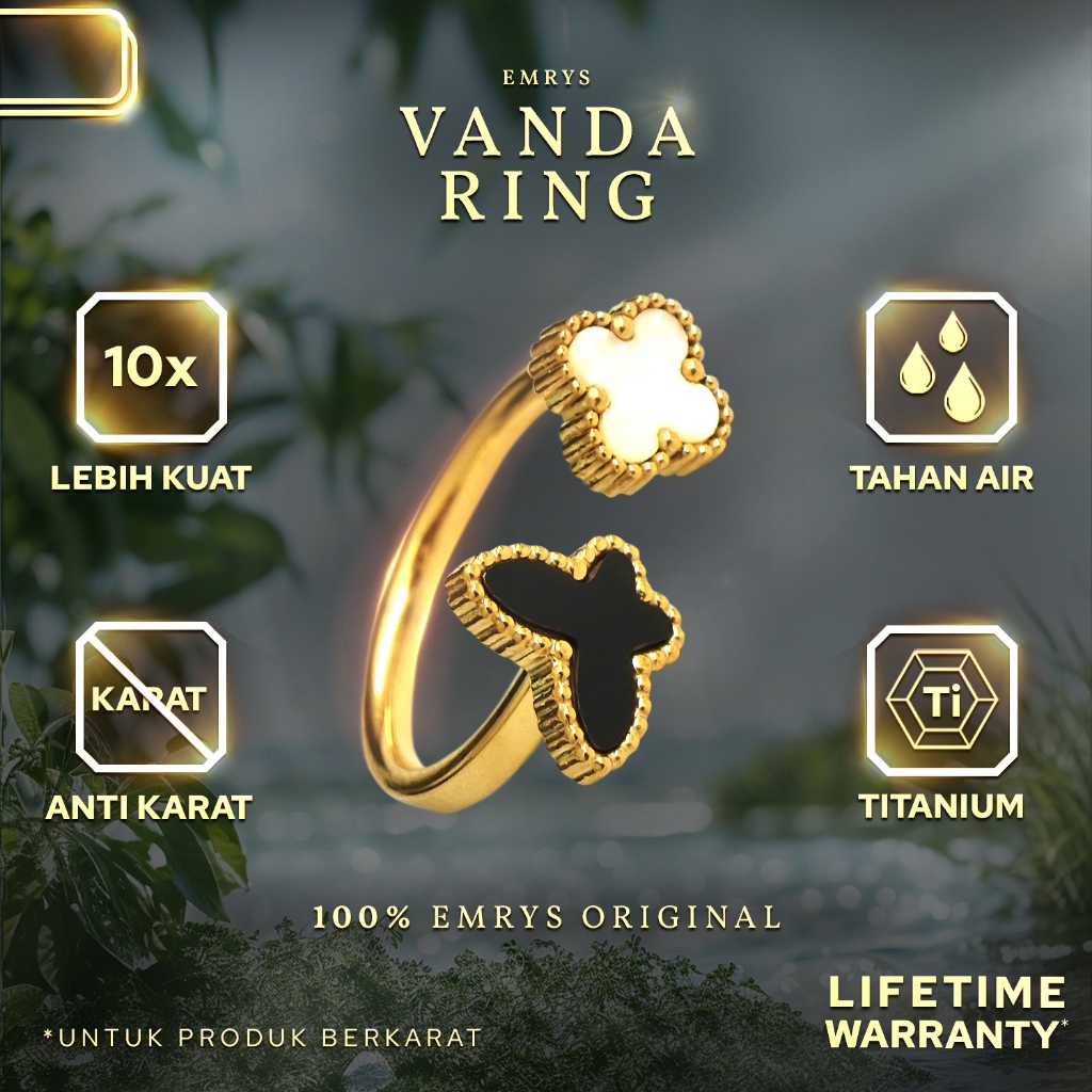 Jual Emrys Premium Vanda Ring Real Titanium Anti Karat Cincin Titanium