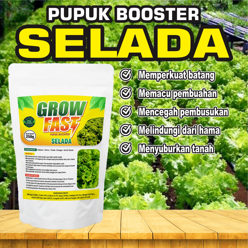 Jual Pupuk Booster Selada 250gr Pupuk Pemacu Pertumbuhan Nutrisi Daun