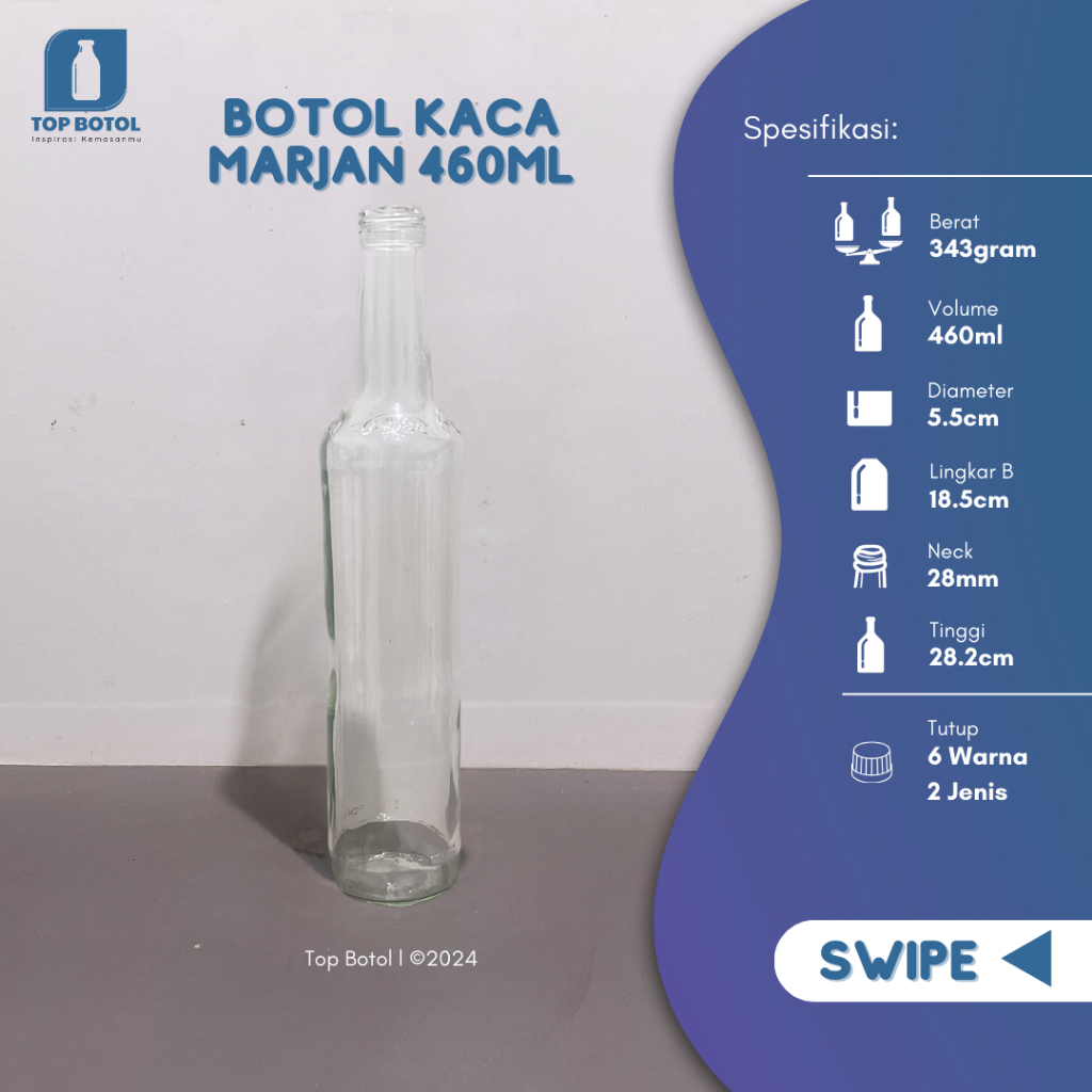 Jual Paket Isi 24pcs Botol Kaca Marjan 460ml Wadah Madu Botol Marjan