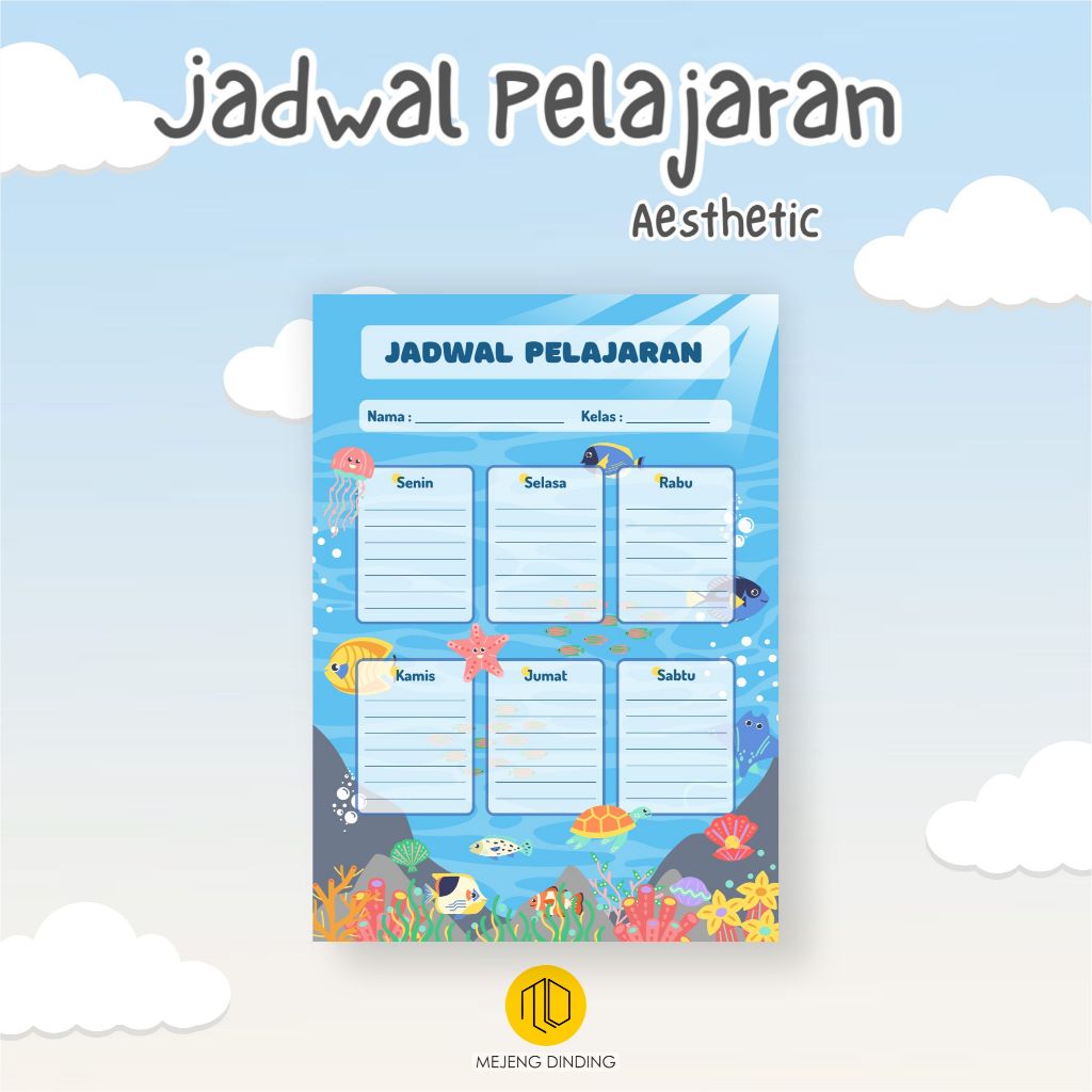 Jual Jadwal Pelajaran Custom Jadwal Pelajaran Aesthetic Schedule