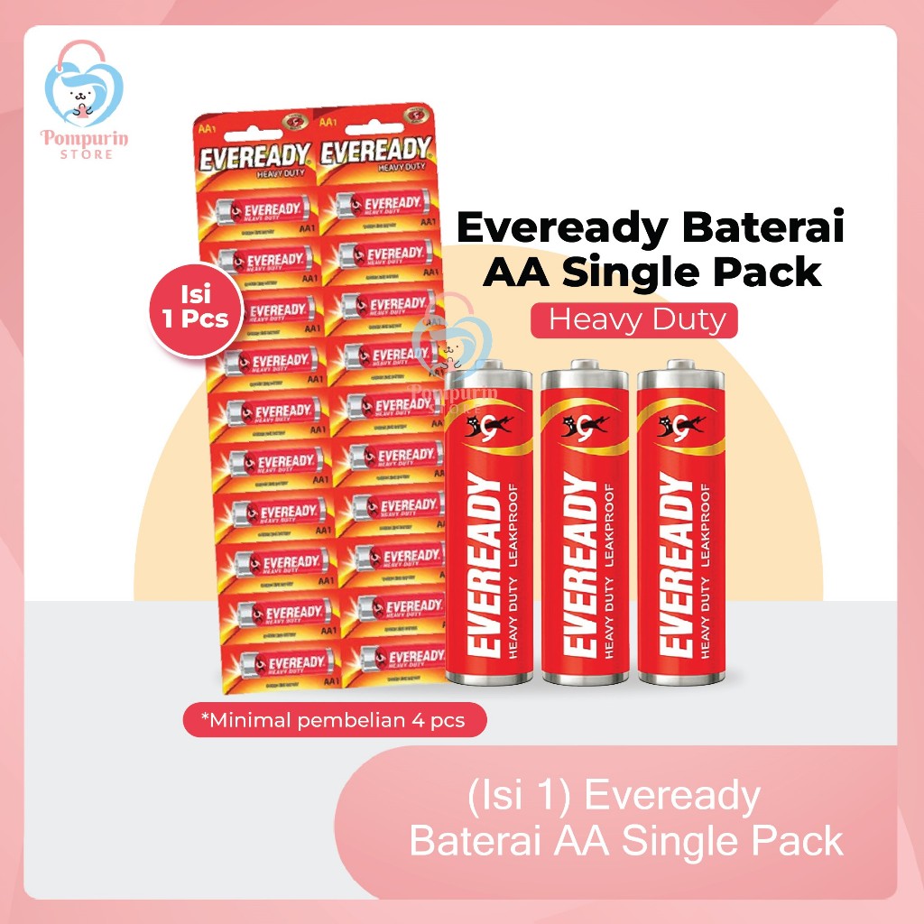 Jual Isi 1 Eveready Baterai AA Single Pack Heavy Duty Merah