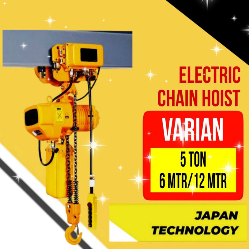 Jual ELECTRIC CHAIN HOIST PLUS TROLLY 5 TON 6 MTR 380V 3 PHASE NAGASAKI