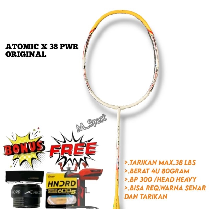 Jual Raket Badminton Hundred Atomic 38 Original Bonus Tas Grip