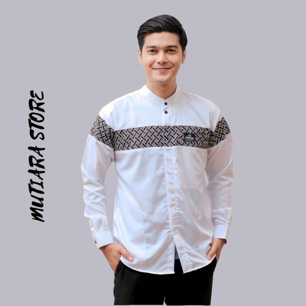 Jual Baju Koko Pria Motif Kobata Qynang Lengan Panjang Original Al