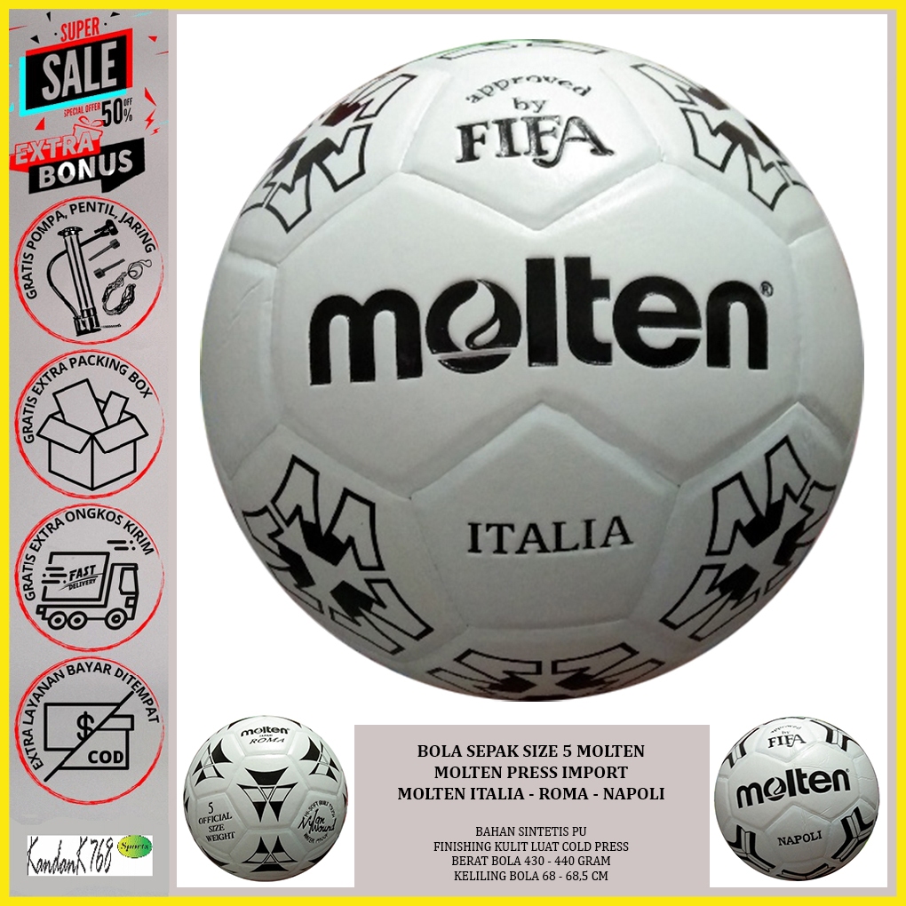 Jual Bola Sepak Molten Italia Roma Napoli Bola Molten Size Model