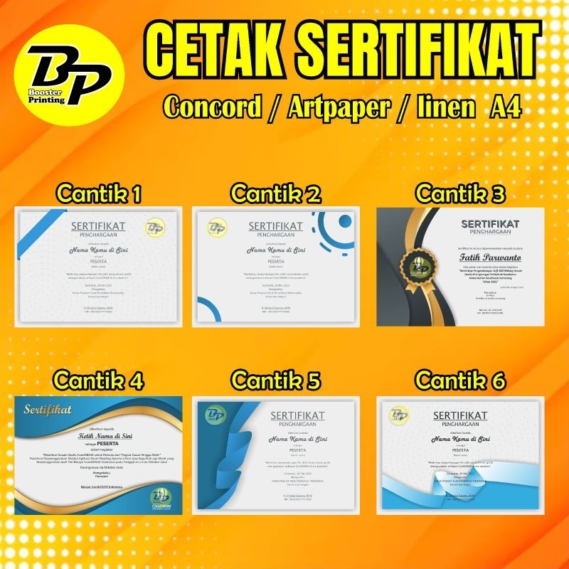 Jual CETAK SERTIFIKAT A4 CONCORD LINEN ARTPAPER Shopee Indonesia