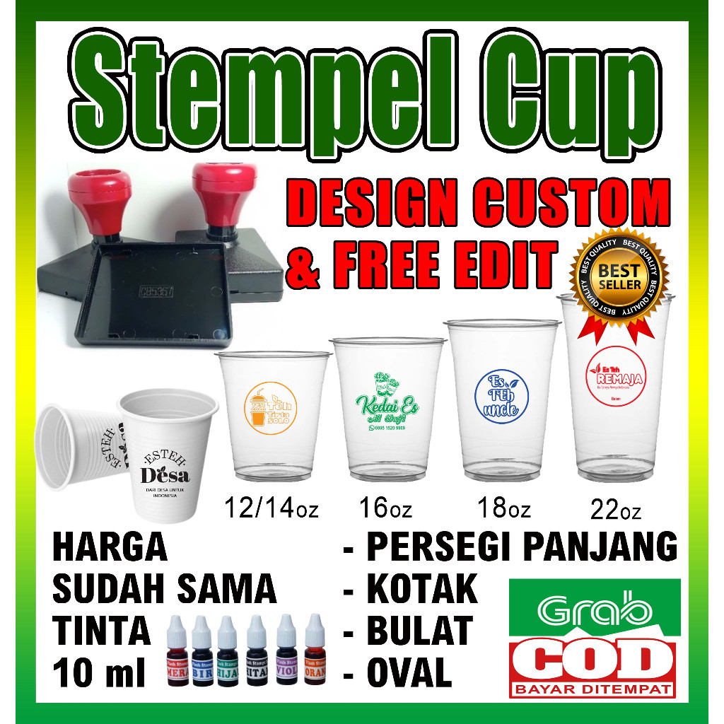 Jual Stempel Gelas Cup Steroform Plastik Kayu Shopee Indonesia