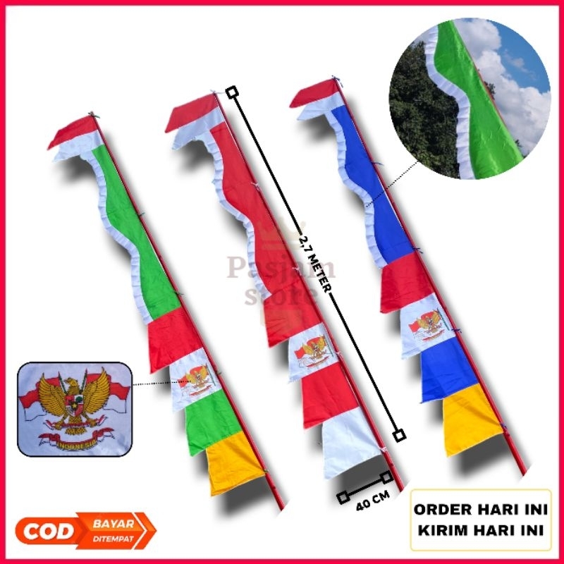 Jual Bendera Umbul Umbul Kuda Laut Warna Warni Merah Putih Panjang