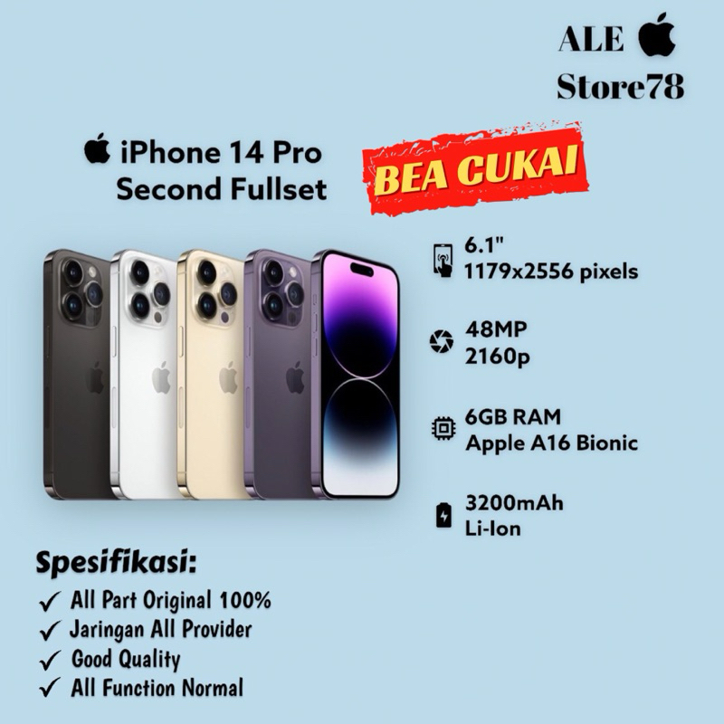 Jual IPhone 14 Pro IMEI TERDAFTAR BEA CUKAI 128GB 256GB 512GB 1TB