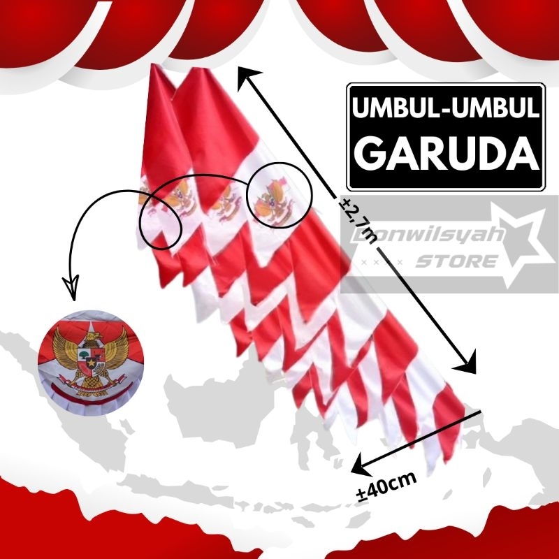 Jual BENDERA UMBUL UMBUL GARUDA GERGAJI 1 KODI 20 PCS UMBUL UMBUL