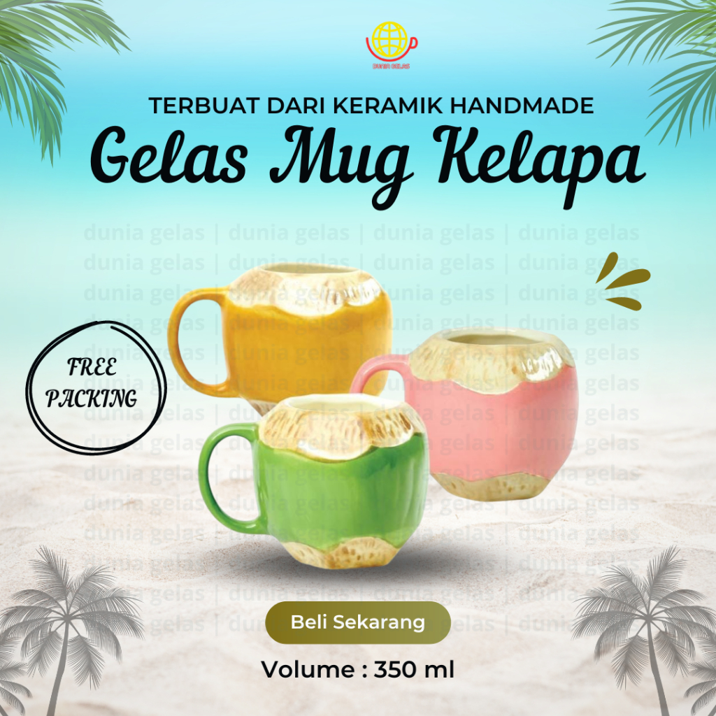 Jual Gelas Kelapa Mug Kelapa Cangkir Motif Kelapa Shopee Indonesia