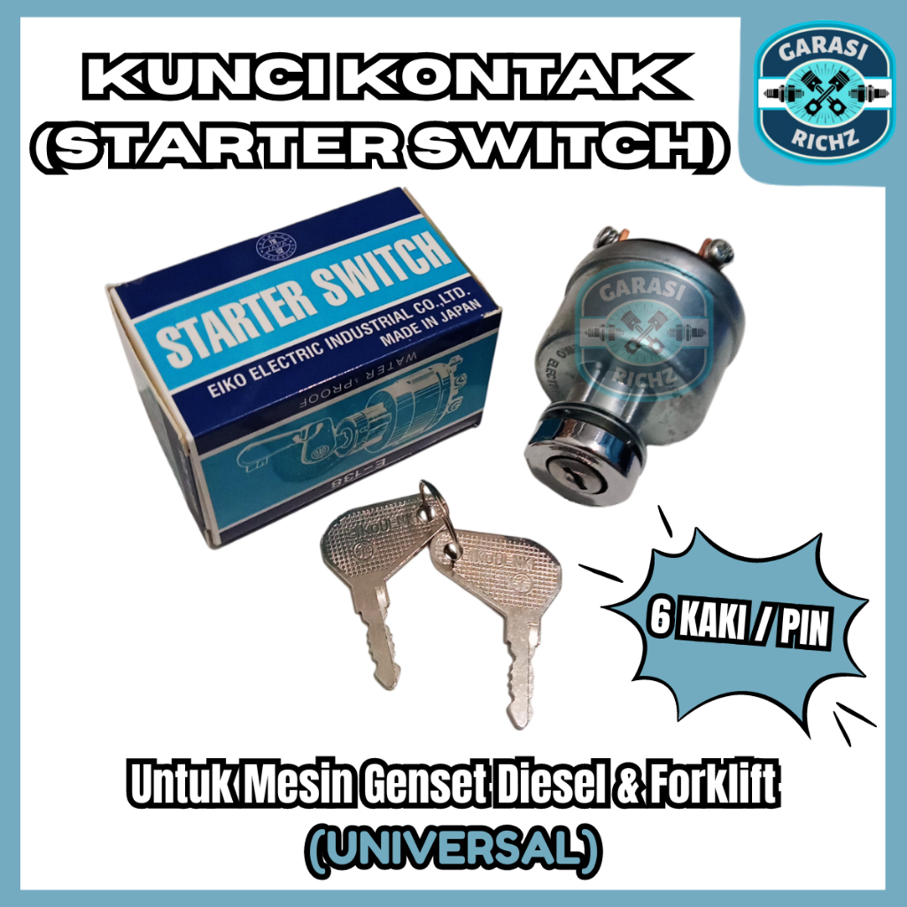 Jual KUNCI KONTAK 6 PIN HIGH QUALITY STARTER SWITCH KAKI 6 UNTUK