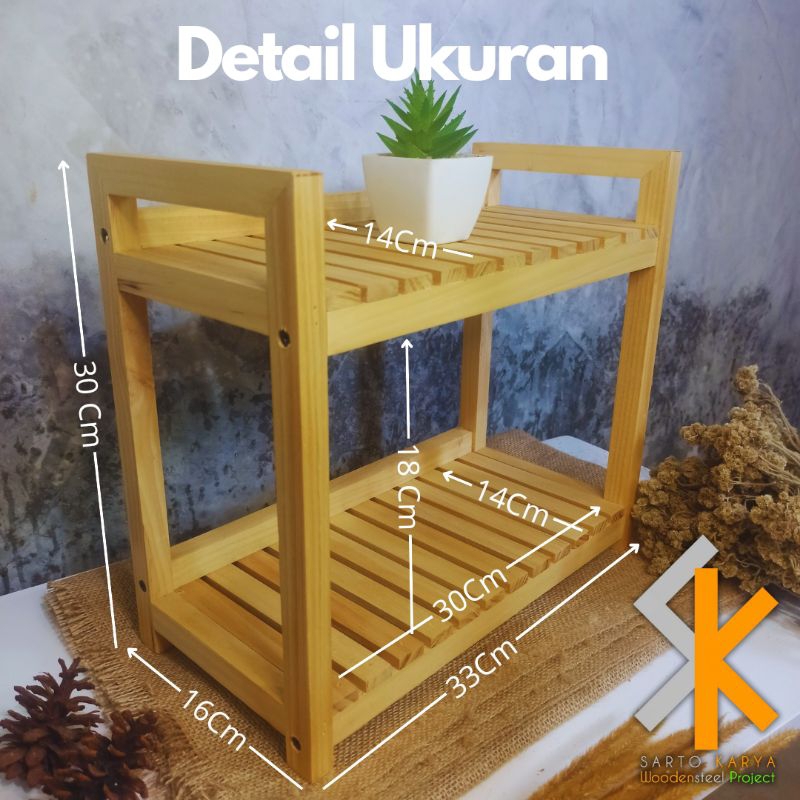 Jual Rak Dapur Susun 2 SCANDINAVIAN Kayu Pinus Oven Rak Minimalis