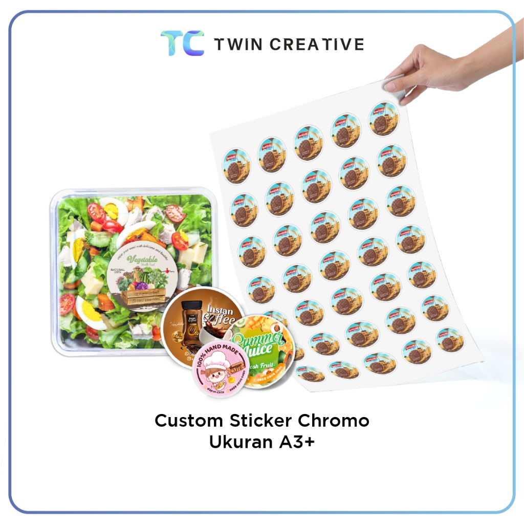 Jual Custom Sticker Chromo Label Makanan Segel Kemasan Minuman