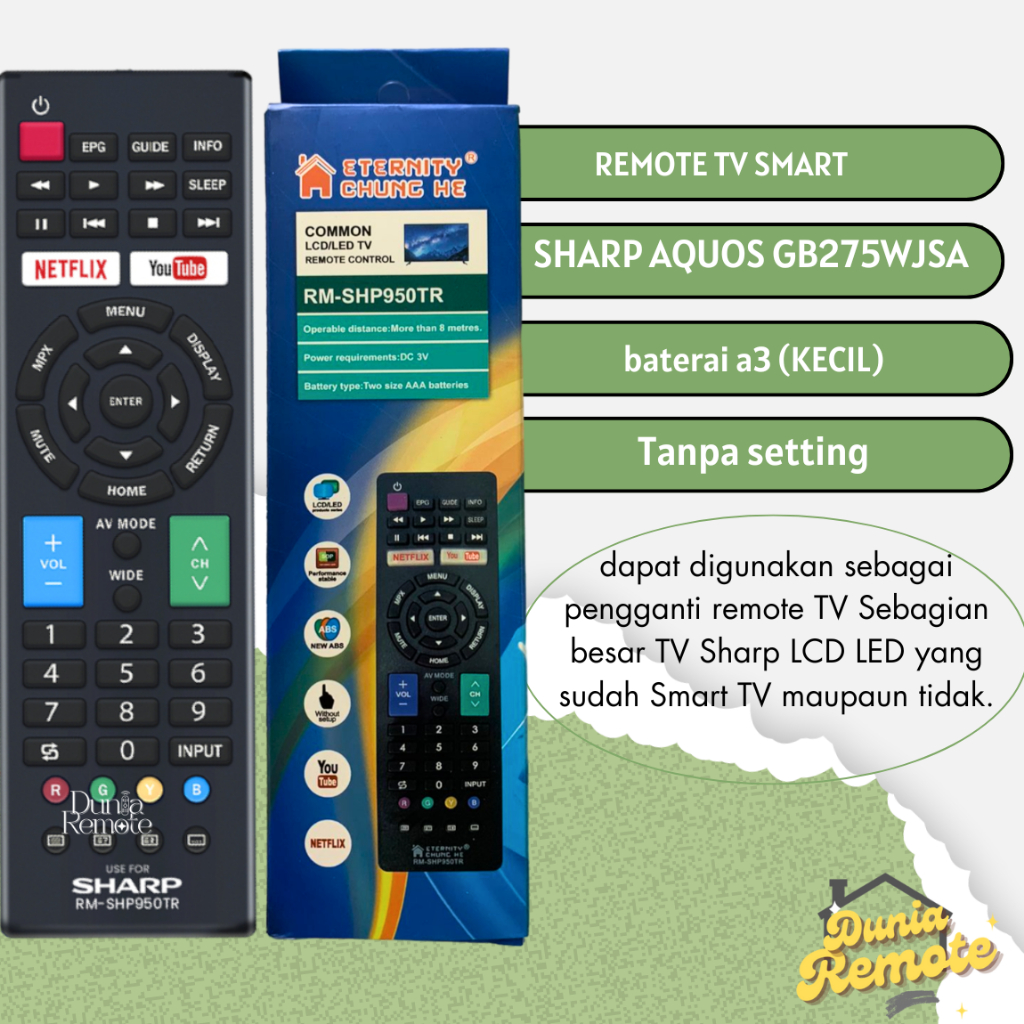 Jual Remot Remote Tv Sharp Aquos Lcd Led Smart Tv Rm No Dus